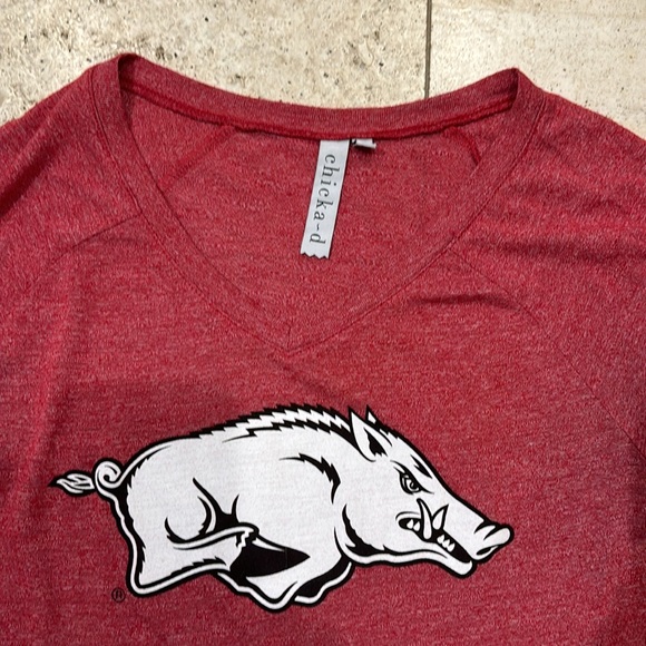 Arkansas Razorbacks V- neck long sleeve in Crimson - Picture 2 of 7